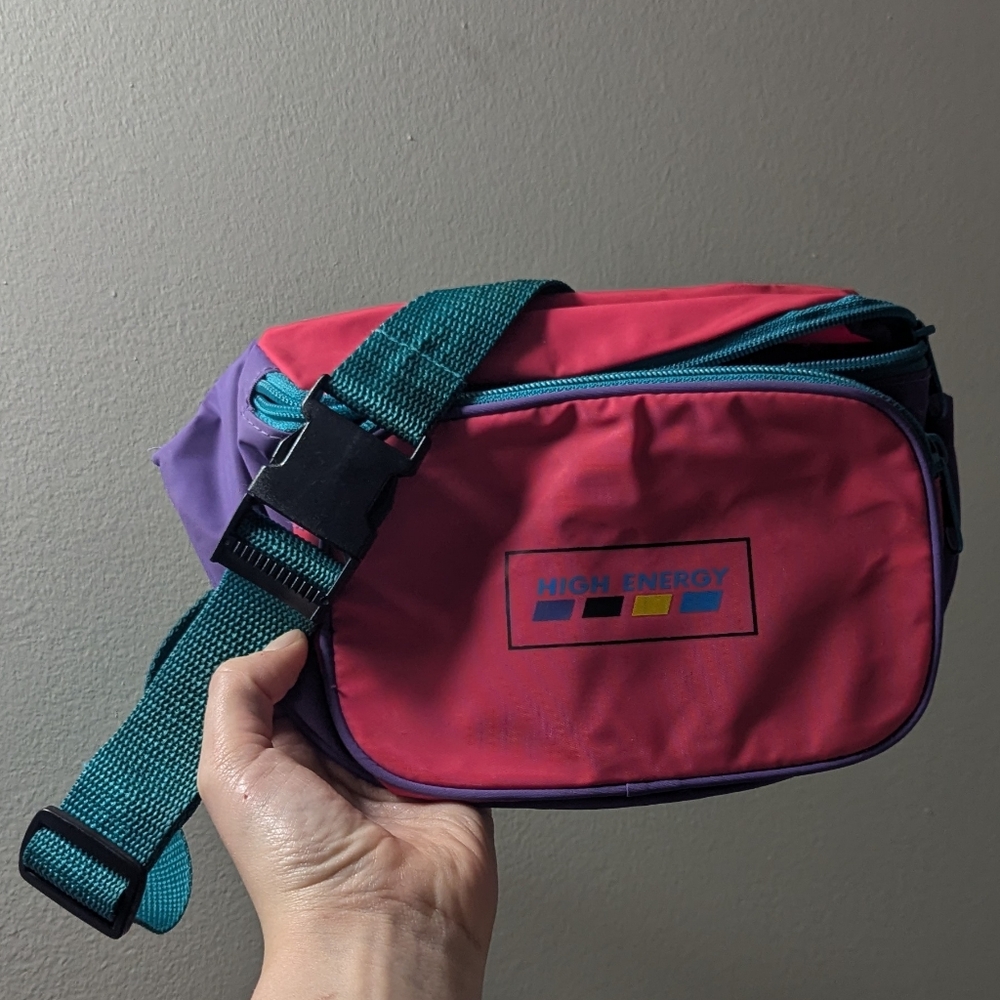 Vtg Neon High Energy Aerobics 80s-90s Crossbody Fanny Pack